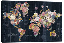 Tableau sur toile Carte du monde faite de fleurs