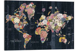 Tableau en plexi-alu Carte du monde faite de fleurs