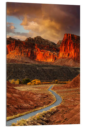 Tableau en plexi-alu Capitol Reef au coucher du soleil, Utah, USA