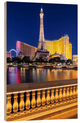 Tableau en bois Las Vegas la nuit