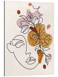 Magnettafel Lineart-Gesicht mit Blumen I