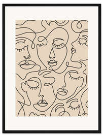 Gerahmter Kunstdruck Porträts aus einer Linie