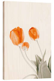 Wood print Three tulips