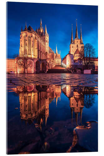 Quadro em acrílico Praça da Catedral de Erfurt à noite