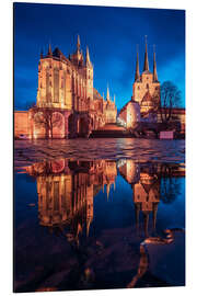 Cuadro de aluminio Plaza de la Catedral de Erfurt por la noche