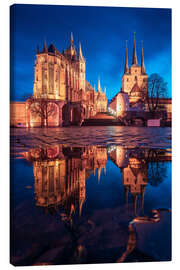 Canvas print Erfurt Cathedral Square in the evening