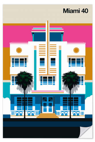 Selvklebende plakat Miami 40