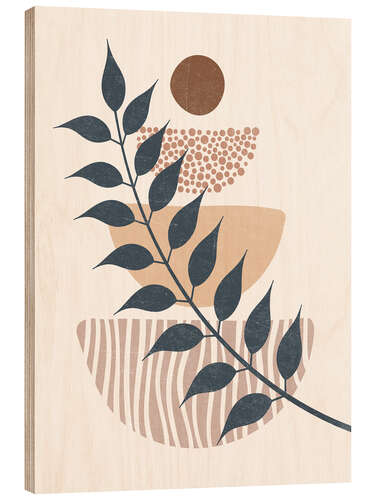 Hout print Boho leaves