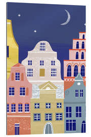 Gallery print Lübeck houses night