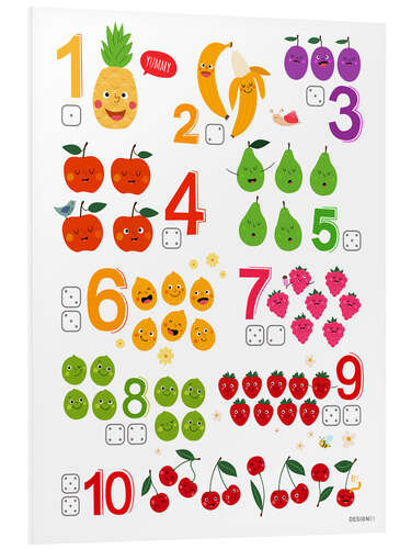 Foam board print Learning numbers with cheeky fruits