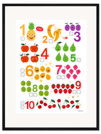 Gerahmter Kunstdruck Zahlen lernen mit frechen Früchten