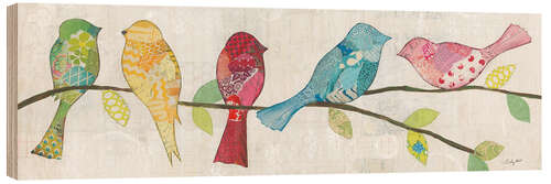 Wood print Spring birds