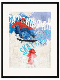 Gerahmter Kunstdruck Skateboard Street Art