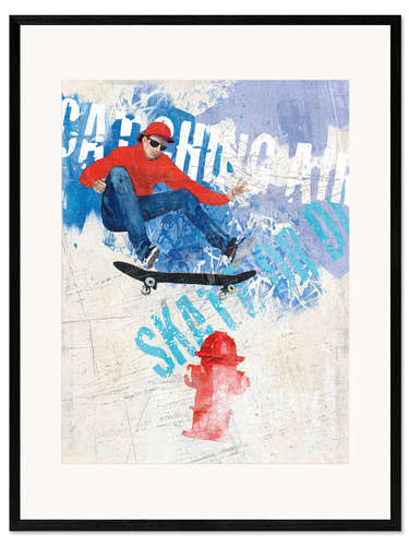 Kehystetty taidepainatus Skateboard Street Art