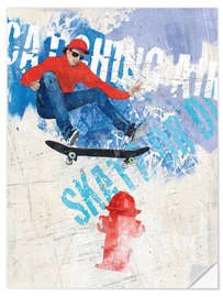 Selvklebende plakat Skateboard Street Art