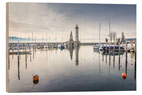 Wood print Port of Lindau on Lake Constance