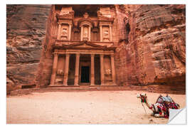 Naklejka na ścianę Camel in front of the treasury of Petra