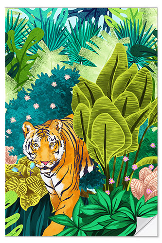 Selvklebende plakat Jungle Tiger