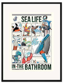 Gerahmter Kunstdruck Meerestiere im Badezimmer