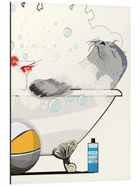 Magnettafel Robbe in der Badewanne