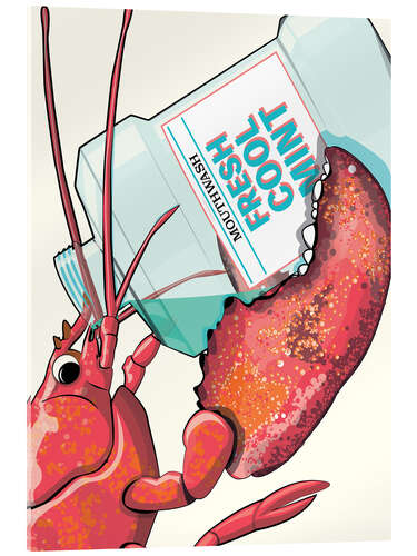 Obraz na szkle akrylowym Lobster drinks mouthwash