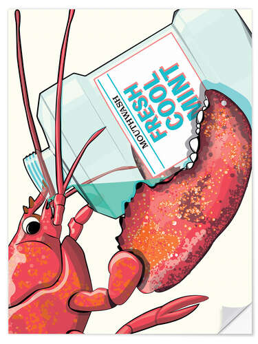 Självhäftande poster Lobster drinks mouthwash