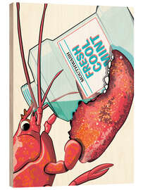 Wood print Lobster drinks mouthwash