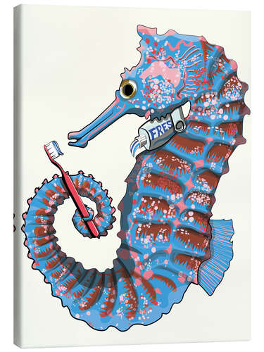 Tableau sur toile Seahorse se brosse les dents