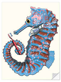 Selvklebende plakat Seahorse brushes its teeth