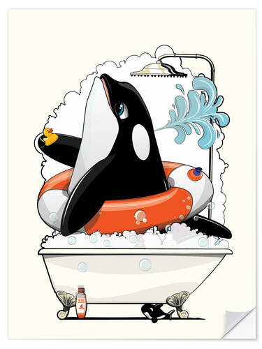 Wandsticker Orca im Badezimmer