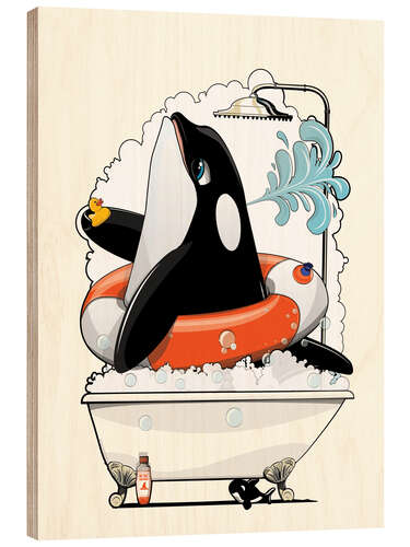 Wood print Orca in the bathroom