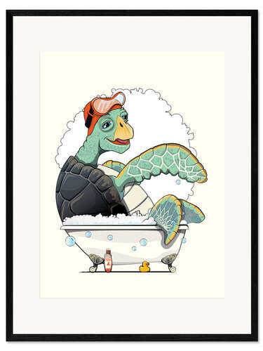 Framed art print Turtle in the shower