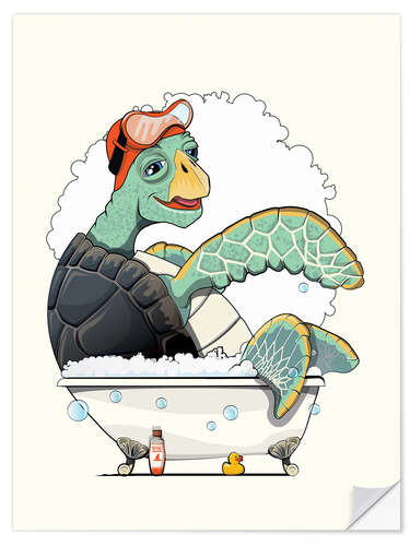 Naklejka na ścianę Turtle in the shower