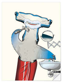 Wall sticker Hammerhead shark while shaving