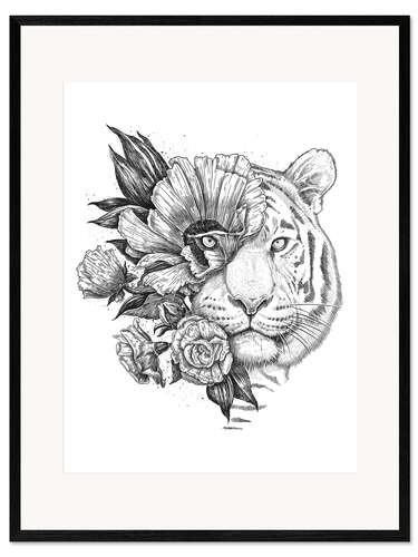Gerahmter Kunstdruck Blumentiger