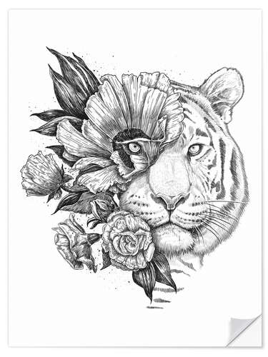 Sticker mural Tigre floral