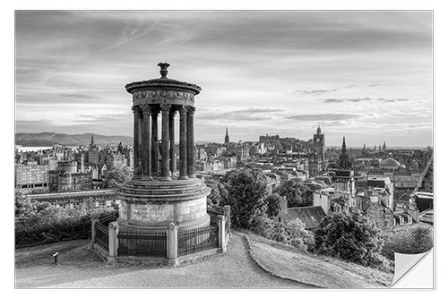 Wall sticker Calton Hill in Edinburgh, black and white