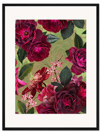 Gerahmter Kunstdruck Vintage Sommer Rosen Garten