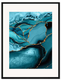 Gerahmter Kunstdruck Eisblaue Marmor Landschaft