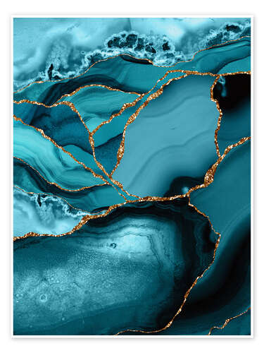 Poster Ice blue marble landscape