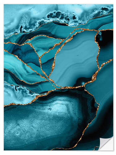 Muursticker Ice blue marble landscape