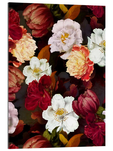 Tableau en plexi-alu Jardin de nuit de roses vintage