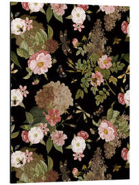 Magnettafel Vintage Rosen Und Schmetterlinge