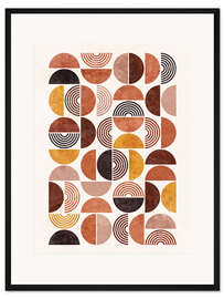 Gerahmter Kunstdruck Retro Muster in Erdtönen