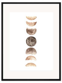 Gerahmter Kunstdruck Mondphasen Aquarell - Mantika Studio