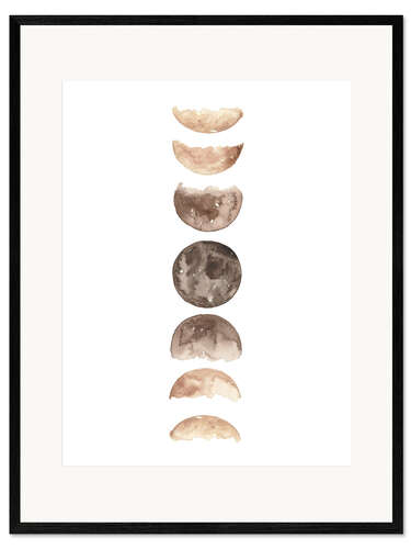 Impressão artística com moldura Moon phases watercolor