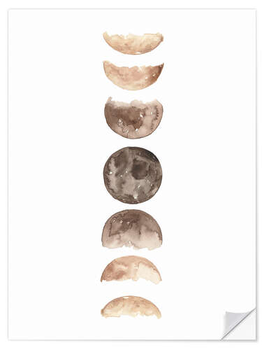 Selvklæbende plakat Moon phases watercolor