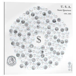 Gallery print The fifty state quarters on a pentagonal spiral by daylight