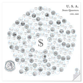 Wall sticker The fifty state quarters on a pentagonal spiral by daylight