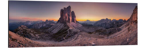 Aluminium print In the evening at the Three Peaks